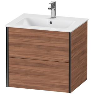 Duravit XViu vanity unit XV41250B279 61 x 56 x 48 cm, natural walnut, 2 drawers, wall-hung, matt black