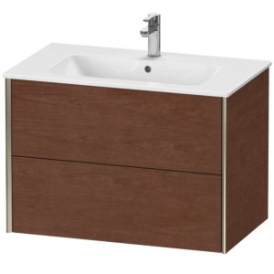 XViu Duravit vasque XV41260B113 81 x 56 x 48 cm, noyer américain, 2 tiroirs, suspendu, champagne mat