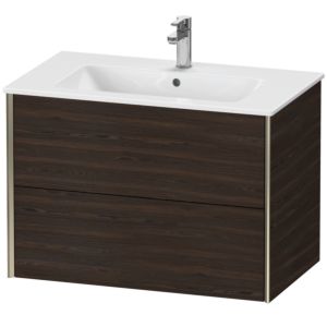 XViu Duravit vasque XV41260B169 81 x 56 x 48 cm, noyer brossé, 2 tiroirs, suspendu, champagne mat