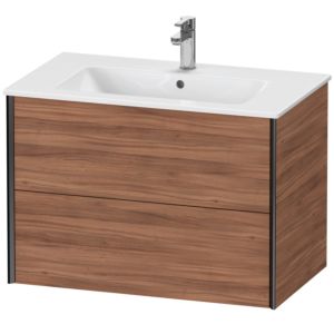 Duravit XViu Waschtisch-Unterschrank XV41260B279 81 x 56 x 48 cm, nussbaum natur, 2 Schubkästen, wandhängend, schwarz matt