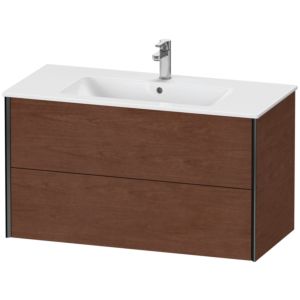 Duravit XViu Waschtisch-Unterschrank XV41270B213 101 x 56 x 48 cm, amerikanischer nussbaum, 2 Schubkästen, wandhängend, schwarz matt