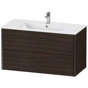 Duravit XViu Waschtisch-Unterschrank XV41270B269 101 x 56 x 48 cm, nussbaum gebürstet, 2 Schubkästen, wandhängend, schwarz matt