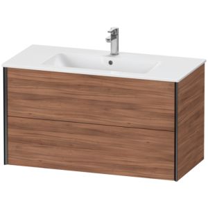 Duravit XViu Waschtisch-Unterschrank XV41270B279 101 x 56 x 48 cm, nussbaum natur, 2 Schubkästen, wandhängend, schwarz matt