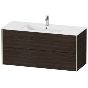 XViu Duravit vasque XV41280B169 121 x 56 x 48 cm, noyer brossé, 2 tiroirs, suspendu, champagne mat
