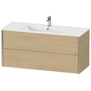 Duravit XViu Waschtisch-Unterschrank XV41280B171 121 x 56 x 48 cm, mediterrane eiche, 2 Schubkästen, wandhängend, champagner matt