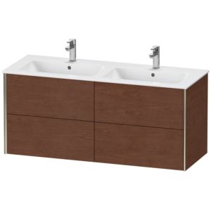 XViu Duravit vasque XV41290B113 128x48x56cm, 4 tiroirs, suspendu, champagne mat, noyer américain