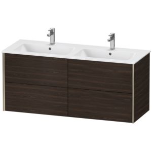 XViu Duravit vasque XV41290B169 128x48x56cm, 4 tiroirs, suspendu, champagne mat, noyer brossé