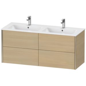 XViu Duravit vasque XV41290B171 128x48x56cm, 4 tiroirs, suspendu, champagne mat, chêne méditerranéen