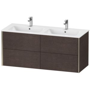 Duravit XViu Waschtisch-Unterschrank XV41290B172 128x48x56cm, 4 Schubkästen, wandhängend, champagner matt, eiche dunkel gebürstet