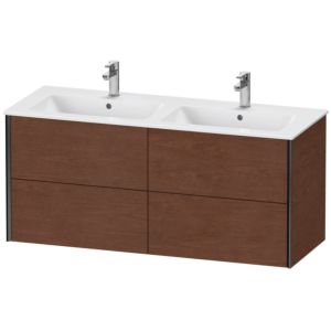 Duravit XViu Waschtisch-Unterschrank XV41290B213 128x48x56cm, 4 Schubkästen, wandhängend, schwarz matt, amerikanischer nussbaum