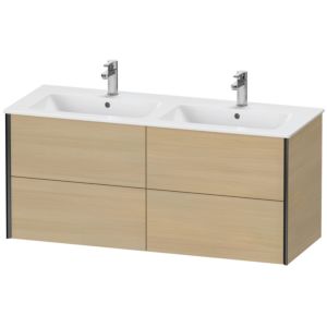 XViu Duravit vasque XV41290B271 128x48x56cm, 4 tiroirs, suspendu, noir mat, chêne méditerranéen