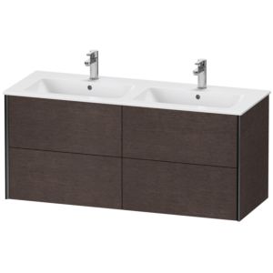 XViu Duravit vasque XV41290B272 128x48x56cm, 4 tiroirs, suspendu, noir mat, chêne foncé brossé