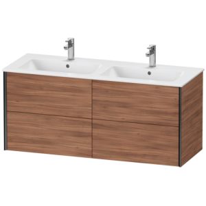 XViu Duravit vasque XV41290B279 128x48x56cm, 4 tiroirs, suspendu, noir mat, noyer naturel