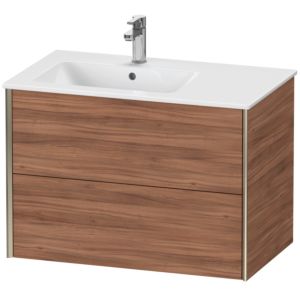XViu Duravit vasque XV41580B179 81x48x56cm, 2 tiroirs, vasque à gauche, champagne mat, noyer naturel