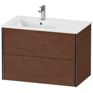 XViu Duravit vasque XV41580B213 81x48x56cm, 2 tiroirs, vasque à gauche, noir mat, noyer américain