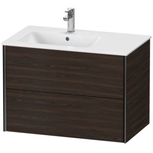 Duravit XViu Waschtisch-Unterschrank XV41580B269 81x48x56cm, 2 Schubkästen, Becken links, schwarz matt, nussbaum gebürstet