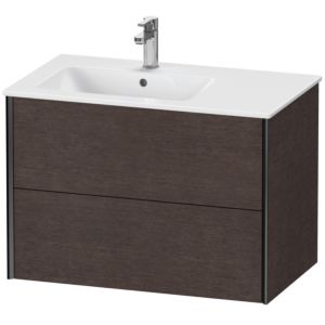 Duravit XViu Waschtisch-Unterschrank XV41580B272 81x48x56cm, 2 Schubkästen, Becken links, schwarz matt, eiche dunkel gebürstet
