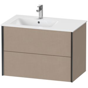 XViu Duravit vasque XV41580B275 81x48x56cm, 2 tiroirs, vasque à gauche, noir mat, lin