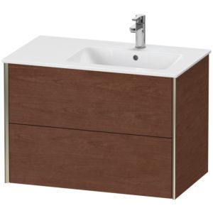 Duravit XViu Waschtisch-Unterschrank XV41590B113 81x48x56cm, 2 Schubkästen, Becken rechts, champagner matt, amerikanischer nussbaum