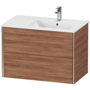 XViu Duravit vasque XV41590B179 81x48x56cm, 2 tiroirs, vasque à droite, champagne mat, noyer naturel