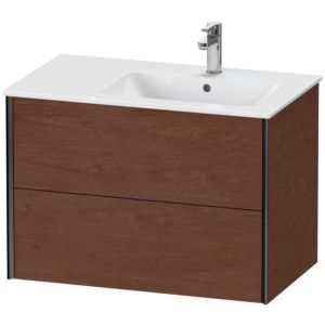 XViu Duravit vasque XV41590B213 81x48x56cm, 2 tiroirs, vasque à droite, noir mat, noyer américain