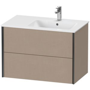 XViu Duravit vasque XV41590B275 81x48x56cm, 2 tiroirs, vasque à droite, noir mat, lin
