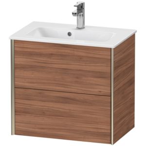 XViu Duravit vasque XV41780B179 61 x 56 x 39 cm, noyer naturel, 2 tiroirs, suspendu, champagne mat