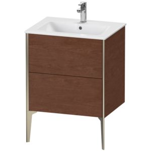 XViu Duravit vasque XV44810B113 61 x 59,4 x 48 cm, noyer américain, 2 coulissants, debout, champagne mat