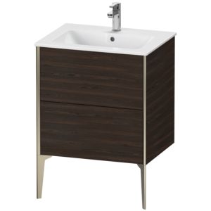 XViu Duravit vasque XV44810B169 61 x 59,4 x 48 cm, noyer brossé, 2 coulissants, debout, champagne mat
