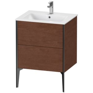 Duravit XViu Waschtisch-Unterschrank XV44810B213 61 x 59,4 x 48 cm, amerikanischer nussbaum, 2 Auszüge, stehend, schwarz matt