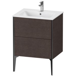 Duravit XViu Waschtisch-Unterschrank XV44810B272 61 x 59,4 x 48 cm, eiche dunkel gebürstet, 2 Auszüge, stehend, schwarz matt