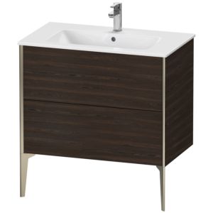 XViu Duravit vasque XV44820B169 81 x 59,4 x 48 cm, noyer brossé, 2 coulissants, debout, champagne mat