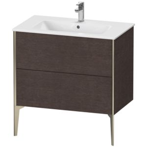 XViu Duravit vasque XV44820B172 81 x 59,4 x 48 cm, chêne foncé brossé, 2 coulissants, debout, champagne mat