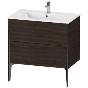XViu Duravit vasque XV44820B269 81 x 59,4 x 48 cm, noyer brossé, 2 coulissants, debout, noir mat