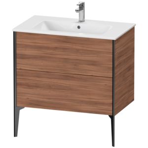 Duravit XViu vanity unit XV44820B279 81 x 59.4 x 48 cm, natural walnut, 2 pull-outs, standing, matt black