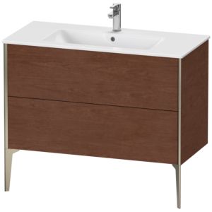 XViu Duravit vasque XV44830B113 101 x 59,4 x 48 cm, noyer américain, 2 coulissants, debout, champagne mat