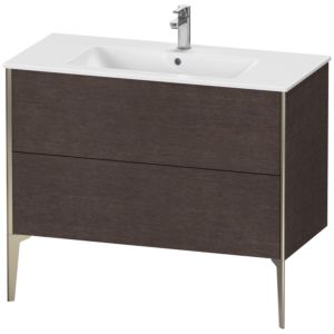 XViu Duravit vasque XV44830B172 101 x 59,4 x 48 cm, chêne foncé brossé, 2 coulissants, debout, champagne mat