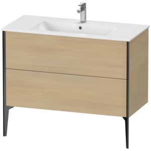 XViu Duravit vasque XV44830B271 101 x 59,4 x 48 cm, chêne méditerranéen, 2 coulissants, debout, noir mat
