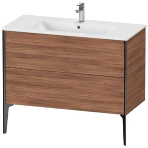 XViu Duravit vasque XV44830B279 101 x 59,4 x 48 cm, noyer naturel, 2 coulissants, debout, noir mat