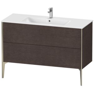 XViu Duravit vasque XV44840B172 121 x 59,4 x 48 cm, chêne foncé brossé, 2 coulissants, debout, champagne mat