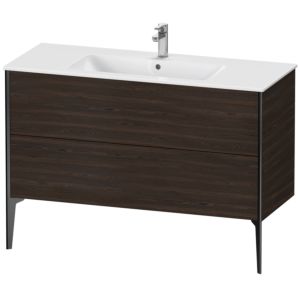 XViu Duravit vasque XV44840B269 121 x 59,4 x 48 cm, noyer brossé, 2 coulissants, debout, noir mat