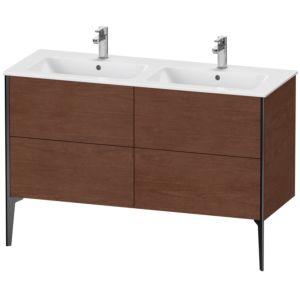 XViu Duravit vasque XV44850B213 128x48x59,4cm, 4 coulissants, debout, noir mat, noyer américain