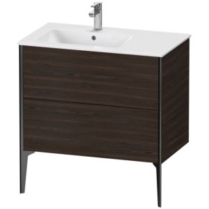 Duravit XViu vanity unit XV44860B269 81x48x59.4cm, 2 pull-outs, basin on the left, matt black, brushed walnut