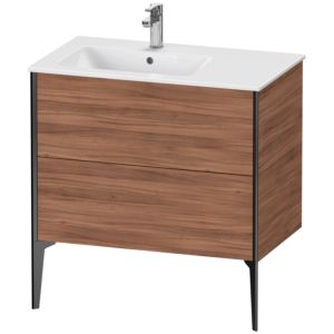 Duravit XViu Waschtisch-Unterschrank XV44860B279 81x48x59,4cm, 2 Auszüge, Becken links, schwarz matt, nussbaum natur