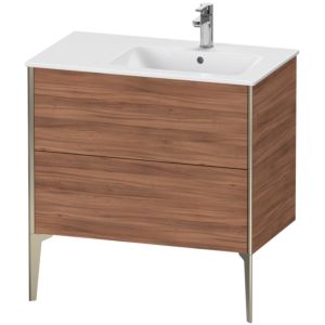 XViu Duravit vasque XV44870B179 81x48x59,4cm, 2 coulissants, vasque à droite, champagne mat, noyer naturel