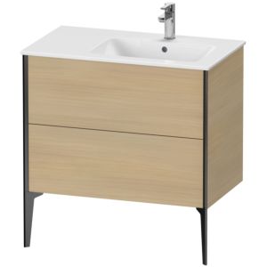 Duravit XViu Waschtisch-Unterschrank XV44870B271 81x48x59,4cm, 2 Auszüge, Becken rechts, schwarz matt, mediterrane eiche