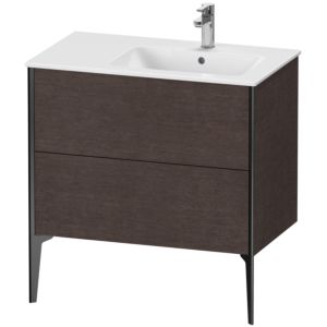 Duravit XViu Waschtisch-Unterschrank XV44870B272 81x48x59,4cm, 2 Auszüge, Becken rechts, schwarz matt, eiche dunkel gebürstet