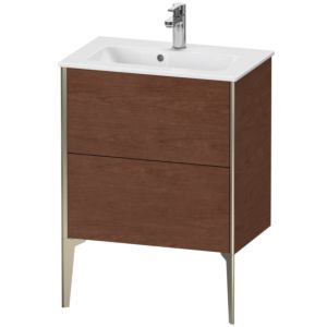 XViu Duravit vasque XV44880B113 61 x 59,4 x 39 cm, noyer américain, 2 coulissants, debout, champagne mat