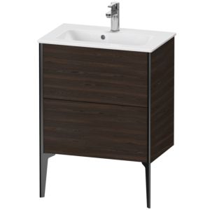 Duravit XViu Waschtisch-Unterschrank XV44880B269 61 x 59,4 x 39 cm, nussbaum gebürstet, 2 Auszüge, stehend, schwarz matt