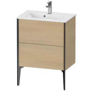 Duravit XViu Waschtisch-Unterschrank XV44880B271 61 x 59,4 x 39 cm, mediterrane eiche, 2 Auszüge, stehend, schwarz matt